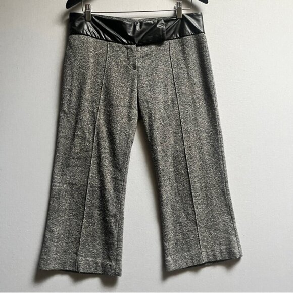 DS Lab wool silk vegan leather waisted cropped straight leg trousers Sz 10 - Picture 1 of 12